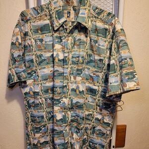 Vtg Kahala All Cotton Golf Short Sleeve Casual Button Down Shirt